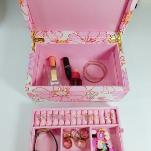 Boîte à bijoux rectangulaire de luxe LG7345 en velours, faite à la main, avec fermeture à bouton, grande capacité, pour coiffeuse, nouveauté - Product Image 2