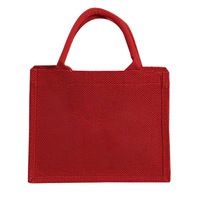 Sac fourre-tout personnalisable en faux lin rouge avec logo imprimé en feuille d'or pour Noël, anniversaire, fête, mariage, cadeau