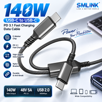 Câble USB C vers USB C 2-en-1 140W PD 3.1 à charge rapide avec puce E-Marker, tressé en nylon, double Type-C, avec logo personnalisé