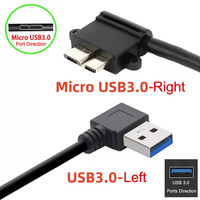 Bochara 90 degrés Micro USB 3.0 Câble USB 3.0 Type a Mâle à Micro USB 3.0 Mâle Feuille + Tressé Blindé pour HDD