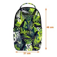 Sac à dos personnalisé OEM ODM imprimé graffiti hip-hop 18 pouces vert néon style streetwear pour garçons avec poche pour ordinateur portable