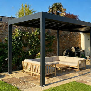 Nouvelle pergola de jardin de luxe en aluminium <span class=keywords><strong>6x3</strong></span> m, pergola bioclimatique, pergola de patio - Product Image 4
