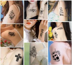 Nuevo <span class=keywords><strong>Tatuaje</strong></span> Temporal Personalizado al por Mayor, Diseño de Flores para Brazo, Cuello y <span class=keywords><strong>Tobillo</strong></span>, Resistente al Agua, Color Negro, Adhesivo para Tatuajes Corporales para <span class=keywords><strong>Mujer</strong></span> - Product Image 4
