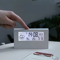 EMAF-reloj despertador digital con estilo minimalista ins para estudiantes, higrómetro de temperatura, mesa de día y semana