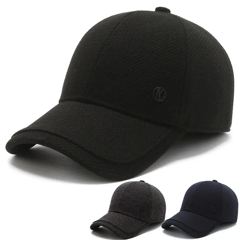 Suede Luxury القطن أبي هدية قبعة سميكة الخريف الشتاء قبعات سائقي الشاحنات الجمجمة قبعات للرجال الرياضة