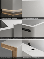 Comptoir de réception scandinave moderne en MDF à panneaux cannelés avec armoire de rangement et base lumineuse LED – Ensemble complet pour bureau commercial et spa
