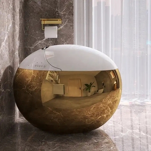 2025 New Luxury Style Creative Round <strong>Toilet</strong> WC Sanitary Ware Gold Smart <strong>Toilet</strong> Ceramic Intelligent <strong>Toilet</strong> Bowl Electroplated - Product Image 1