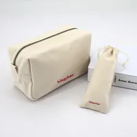 BSCIエコフレンドリーオーガニックコットンキャンバスジッパーパッケージポーチナチュラルリサイクルRPETリネンメイクアップコスメティックバッグ
