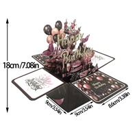 Boîte Carte 3D Pop Up Anniversaire Découpée au Laser Sculpture Papier Faite Main avec Design Gâteau Feu d‘Artifice