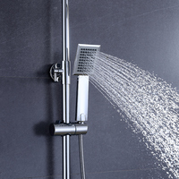 Ensemble de robinets de douche à effet pluie pour baignoire, finition nickel brossé, salle de bains avec eau chaude et froide