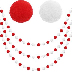 Guirlande <span class=keywords><strong>de</strong></span> pompons rouges <span class=keywords><strong>de</strong></span> 1 m (3,28 pi) pour décorations murales, fêtes, anniversaires, mariages, Noël et arbres <span class=keywords><strong>de</strong></span> Noël - Product Image 2