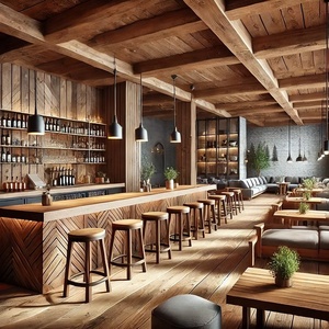 การตกแต่งภายในร้านเหล้าสไตล์รัสติก เฟอร์นิเจอร์บาร์ย้อนยุคสำหรับร้านไวน์แบบดั้งเดิม การตกแต่งผับเก่า และการจัดวางพื้นที่ - Product Image 2