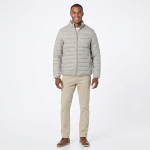 Veste d'hiver matelassée légère et pliable pour homme, en toile résistante à l'eau, avec col montant et fermeture éclair, collection en promotion - Product Image 1