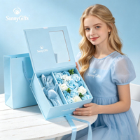 Boîte rigide à fenêtre avec logo personnalisé, matériaux recyclés, compartiments séparés en mousse, sac cadeau assorti pour fleurs, jouets, Saint-Valentin