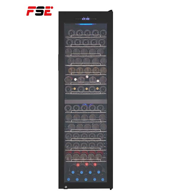Двухзонный компрессор 280L, коммерческий винный холодильник на 101 бутылок, умный винный погреб с контролем влажности, винный охладитель