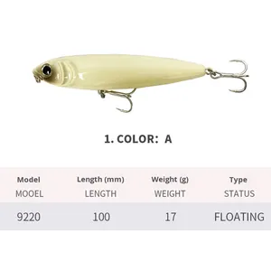 Señuelos de Pesca Tipo Lápiz Flotantes de 17g y 10cm/3.9in, 9 Colores, con Anzuelos Triples con Barbilla y Bolas de Acero Internas, para Lanzamiento Largo - Product Image 3