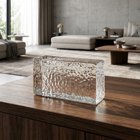 Bloc de verre décoratif en cristal alvéolé de luxe, briques de verre fusionné à chaud pour mur-rideau de salon d'hôtel et cloison