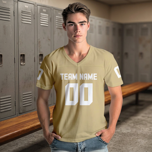 Maillot de football américain personnalisé pour homme, col en V, manches courtes, polyester respirant, nom de l'équipe imprimé, coupe classique, vêtements pour toutes les saisons - Product Image 2