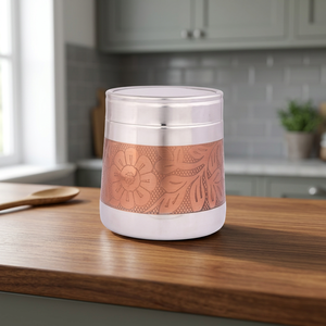 Boîte alimentaire ronde en acier inoxydable, hermétique, motif oriental sculpté, 1 couche, pour conserver la fraîcheur - Product Image 4