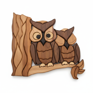 งานแกะสลักไม้แบบอินทาร์เซียรูปช้างและลูกช้าง ขนาดสั่งทำได้ ผลิตในเวียดนาม กรอบรูปตกแต่งบ้าน - Product Image 1