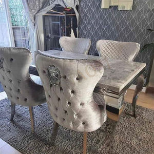 Table <span class=keywords><strong>à</strong></span> <span class=keywords><strong>manger</strong></span> <span class=keywords><strong>pas</strong></span> chère KENEDY, ensemble de table <span class=keywords><strong>à</strong></span> <span class=keywords><strong>manger</strong></span> en marbre 4 places avec chaises, pieds en métal - Product Image 6