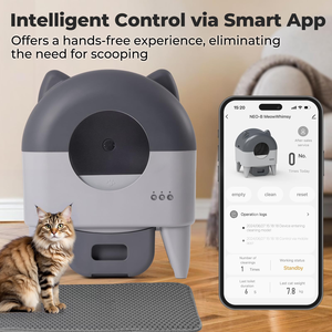 Bac à litière automatique extra large autonettoyant pour plusieurs chats, contrôlé par application avec capteurs intelligents, protection anti-odeurs et sécurité. - Product Image 5