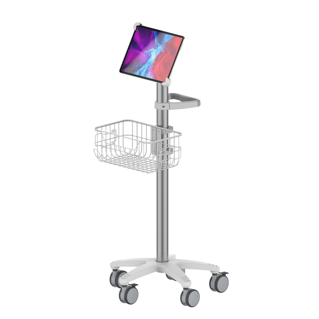 CORITON Hospital Medical Tablet Trolley Cart 9.7 Inches to 14 Inches Pad iPad Patient Monitor Roll Stand