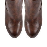 Bottines en similicuir pour femmes, à talon aiguille, plateforme, décorées de boucles, à hauteur de cuisse
