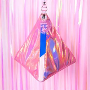 BSCI ISO Sedex FAMA Triangle Iridescent Cosmetic Pouch Make Up Organizer Bag Holographic Pvc Cosmetic Bag