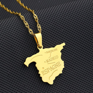 Collana con Ciondolo a Forma di Mappa della <span class=keywords><strong>Spagna</strong></span> Color Oro per Donne Gioielli con Catena Mappa Spagnola - Product Image 4