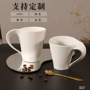 Tasses en céramique personnalisées avec anse plaquée or, produits de première qualité pour cadeaux d'affaires et objets promotionnels - Product Image 1