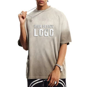 Camiseta de Hombre con Estampado Personalizado de Estilo Hip Hop Urbano, Color Degradado, Hombros Caídos, Manga Corta, Informal - Product Image 2