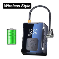 Compresseur d'air portable 12V avec écran LCD Mini gonfleur de pneu automatique 3000mAh Matériau ABS filaire et sans fil