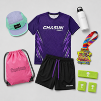 Set Perlengkapan Lari Marathon Kustom OEM, Kaos Lari Cepat Kering, Medali, Topi, Botol Air, Penyerap Keringat, Set Perlengkapan Olahraga Balap, Grosir