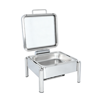 Luxuriöser quadratischer hydraulischer Chafing Dish aus Edelstahl für Hochzeitsbankette und Restaurants mit Glasdeckel – Buffet-Speisenwärmer