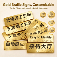 Plaques de signalisation tactile en acier inoxydable finition or, personnalisables, avec points en relief, pour marquage des espaces publics et zones de service
