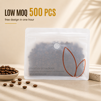 Sachet à fond plat à 8 soudures latérales personnalisé avec fermeture éclair et valve pour café, MOQ 500, blanc