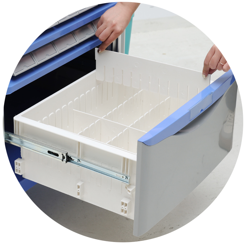 MN-DC001 ABS Plastic Medicine Trolley Treatment Cart Emergency Nursing Cart