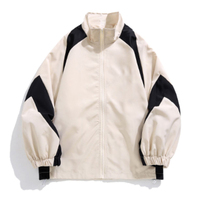 Blouson Bomber Varsity Color Block Personnalisé Blanc Noir Homme Tendance Léger Printemps Automne Coupe-Vent Décontracté Style Motard