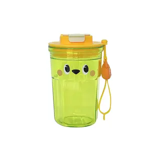 Ins 450ml clear drinking tumbler leakproof juice drinking cup travel coffee cup portable plastic water bottle with rope