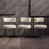 EaseNeat Dernières chaises de salle à manger en tissu mélangé de laine jambe en métal dos incurvé coussin rond confortable loisirs luxe Design nordique