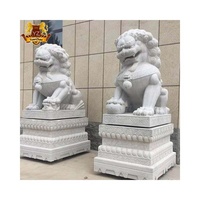 Statue en marbre blanc sculptée à la main pour l'entrée de la maison, taille réelle, Pixiu Dragon chinois Fengshui, application de jardin, statue en pierre