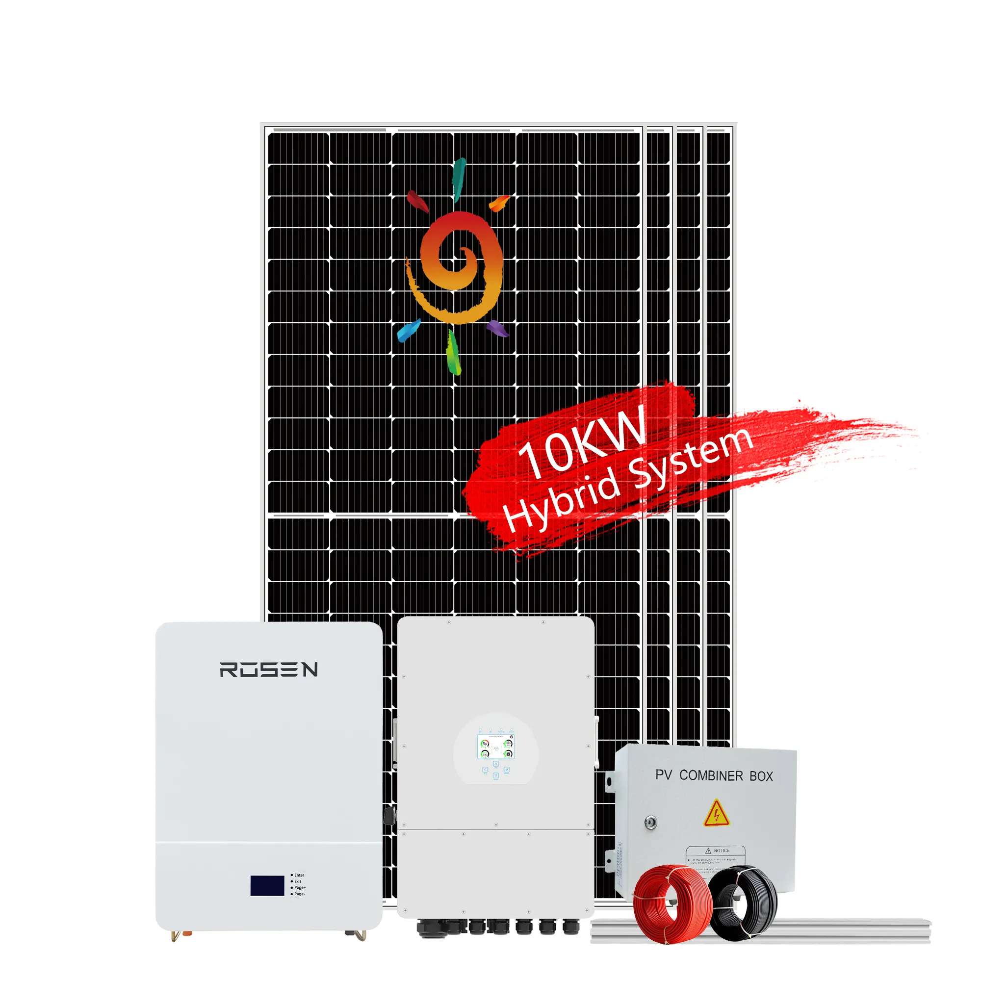 Panel güneş sistemi tüm Ip65 açık güneş enerjisi sistemi güneş sistemi bellek ile 10kw 3 fazlı hibrid