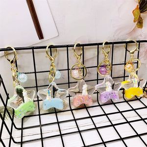 Creative Moving Liquid Quicksand Keychain Five-pointed Star <b>Floating</b> Keyring for Women Charm Bag Pendant Keyfob Kids Gift - Product Image 2