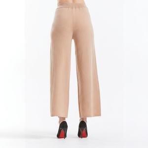 Pantalon court en cachemire pour femme, taille haute, tricoté, coupe large, couleur unie, décontracté, ample, élastique, toutes saisons - Product Image 3