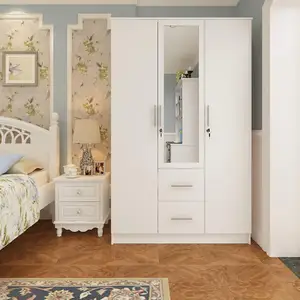 Fourniture directe d'usine armoire de chambre à coucher en bois placards de garde-robe blancs modernes
