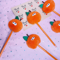Oranje Pom Pom Balpen Cartoon Stijl Gepersonaliseerde Fruitontwerp Balpen
