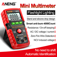 Untuk M107 Mini Multimeter Digital 4000 Count AC/DC 4V-500V 400mA-2A Resistansi 4k-20M Bahan ABS Indikator Baterai Lemah