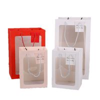 Sac cadeau en papier de luxe avec fenêtre transparente en PVC et poignée pour fleuriste, mariage, fête, emballage cadeau