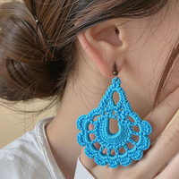 Pendientes Colgantes Vintage en Forma de Lágrima, Hechos a Mano con Flores de Crochet, Casuales para las Cuatro Estaciones, para Mujer, Joyería para Fiestas de Verano en la Playa, Regalos